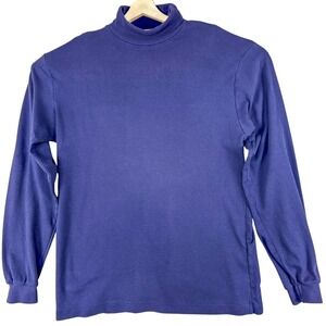 VTG Eddie Bauer Shirt Mens XLT Tall Blue Long Sleeve Cotton Turtleneck Solid USA